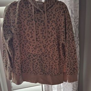 Pink Rose Brown Leopard Print Sweater